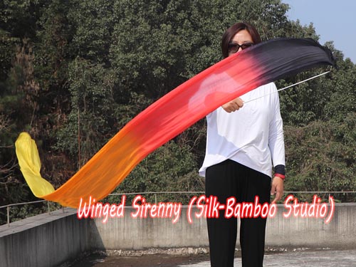 1pc 2.5m*30cm black-red-orange-yellow silk dance streamer - Click Image to Close