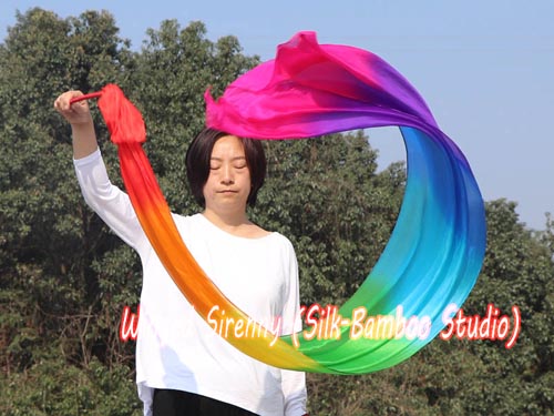 1pc 2.5m*90cm Rainbow 5mm silk dance throw streamer - Click Image to Close