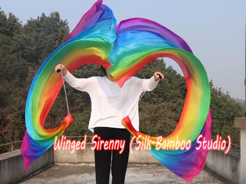1pc 2.7M*0.9M Rainbow Plus 5mm silk dance veil poi - Click Image to Close