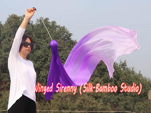 1pc 2.3M*0.9M purple fading 5mm silk dance veil poi - Click Image to Close