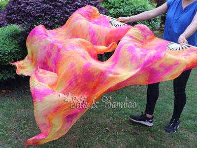 Sakura 3G belly dance silk fan veil - Click Image to Close