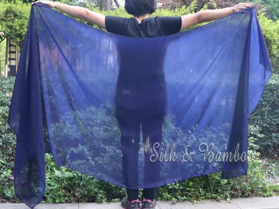 2.7m*1.1m Navy Blue 5mm light silk belly dance silk veil