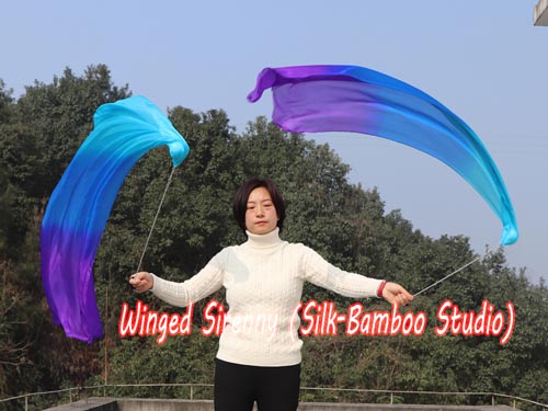1pc 1.35M*0.6M Mystery 5mm silk dance veil poi - Click Image to Close
