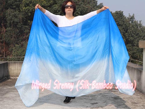 2.7m*1.1m blue fading 5mm belly dance silk veil