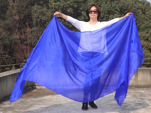 2.7m*1.1m blue 5mm light silk belly dance silk veil