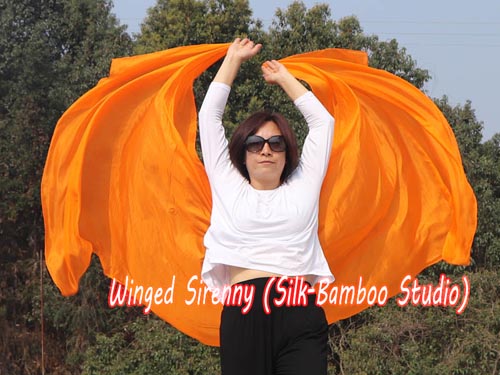 2.7m*1.1m orange 5mm light silk belly dance silk veil