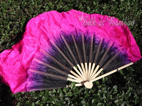 30cm bamboo+20cm silk black-pink dance flutter