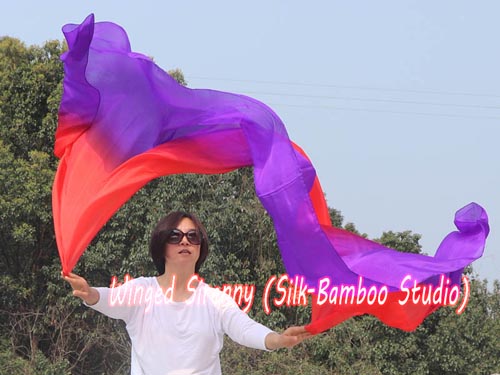 2.7m*1.1m purple-red 5mm light silk belly dance silk veil