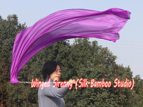 1pc 1.35M*0.6M purple 5mm silk dance veil poi