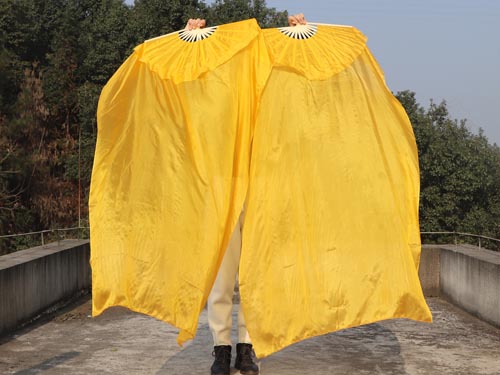 1.5m Gold belly dance silk fan veil