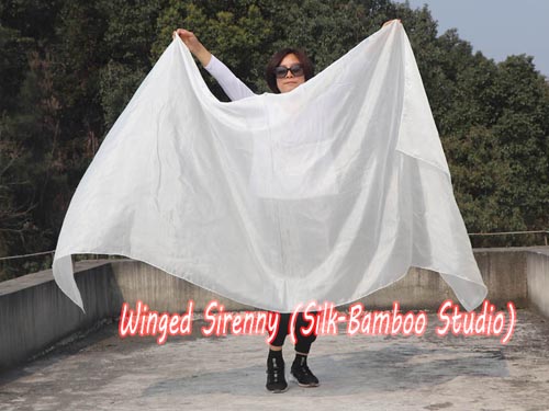 2.7m*1.1m white 5mm light silk belly dance silk veil - Click Image to Close