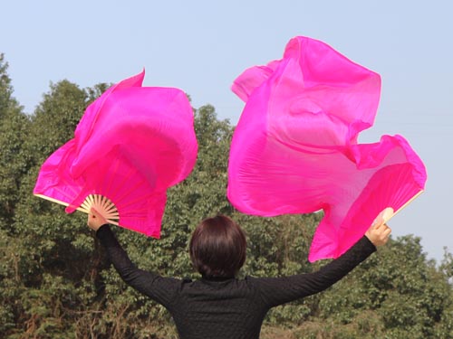 1.5m*0.9m pink belly dance silk fan veil - Click Image to Close