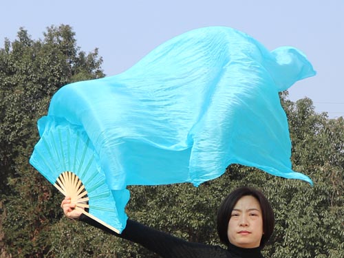 1.5m turquoise belly dance silk fan veil