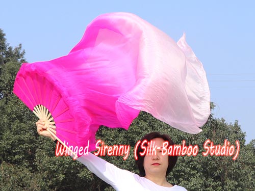1.5m*0.9m pink fading belly dance silk fan veil - Click Image to Close