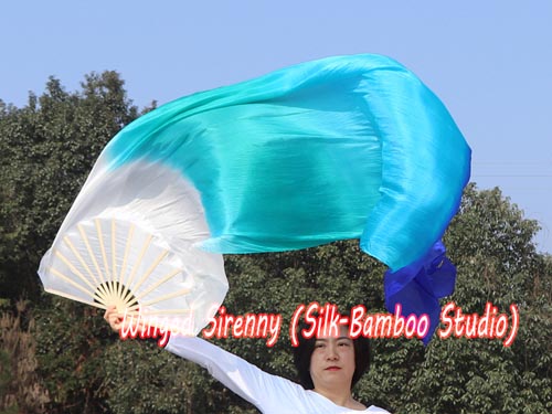 2.4m Sea Coast belly dance silk fan veil - Click Image to Close