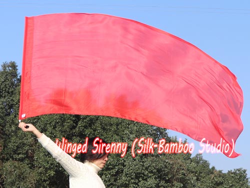 174cm*88cm spinning flag poi, red