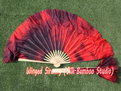 Lava Chinese silk short flutter dance fan - Click Image to Close