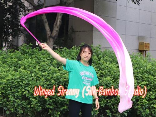 2.5m pink fading 5mm silk dance throw streamer