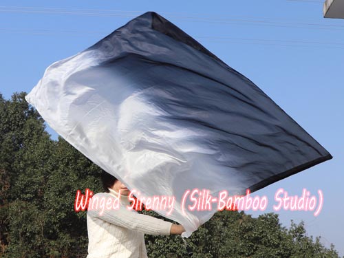 1 pc 129cm*88cm spinning flag poi, white-black