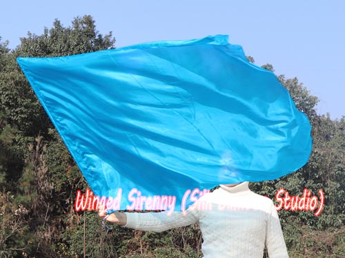 1 pc 129cm*88cm spinning flag poi, turquoise