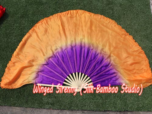 30cm bamboo+30cm silk purple-orange dance flutter - Click Image to Close