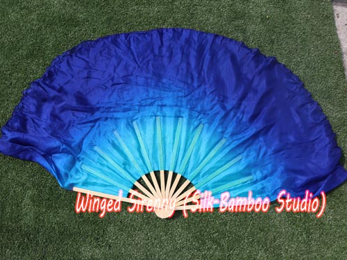 30cm bamboo+30cm silk turquoise-blue dance flutter - Click Image to Close