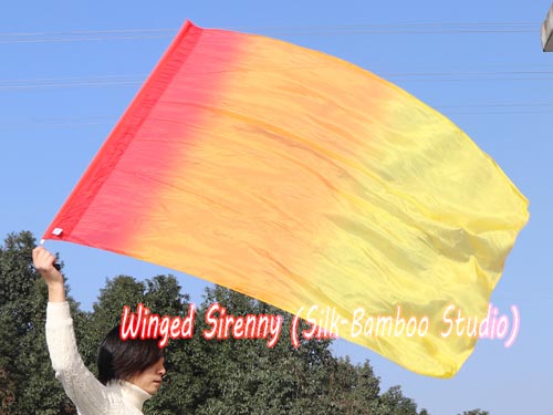1 pc 129cm*88cm spinning flag poi, red-orange-yellow