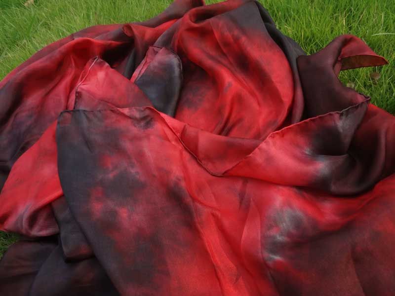 2.7m*1.1m tie-dye Lava 5mm belly dance silk veil - Click Image to Close