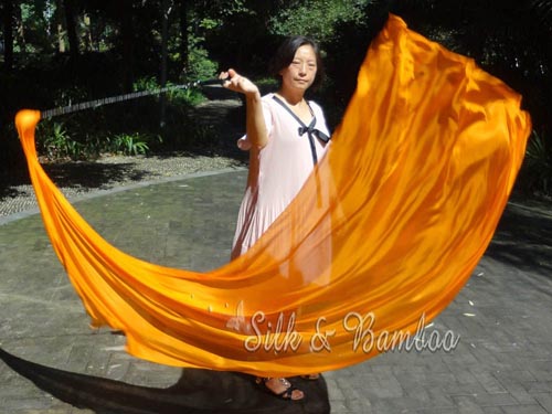 1pc 2.3M*0.9M orange 5mm silk dance veil poi