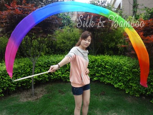 1pc 2.5m*30cm reverse Rainbow silk dance streamer - Click Image to Close