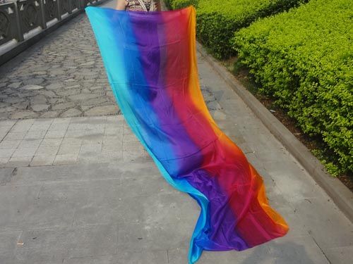 2.7m*1.1m 5mm Iridescence belly dance silk veil - Click Image to Close