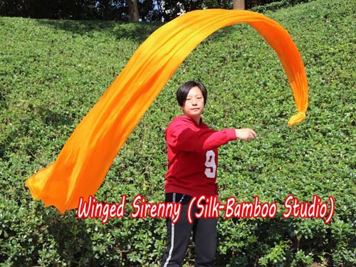 1pc 4m*0.9m orange 5mm silk dance throw streamer
