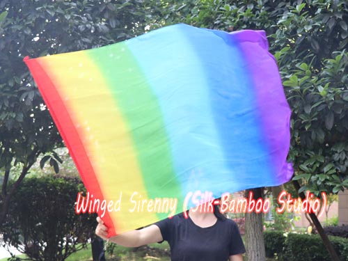 1 pc 103cm*88cm spinning flag poi for Worship & Praise, Rainbow