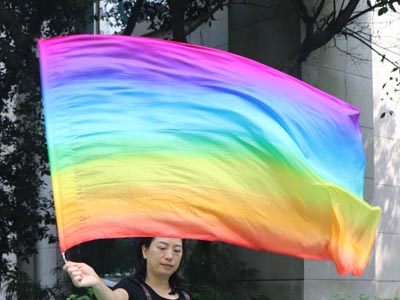 129cm*88cm spinning flag poi, long side Rainbow+ - Click Image to Close
