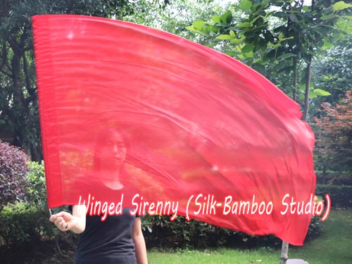 1 pc 129cm*88cm spinning flag poi, red - Click Image to Close