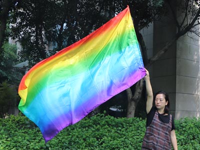 174cm*88cm spinning flag poi, long side Rainbow