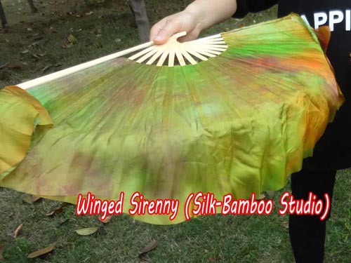 Autumn Chinese silk short flutter dance fan - Click Image to Close
