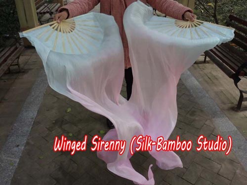 1.5m pastel color turquoise-pink-purple dance silk fan veil