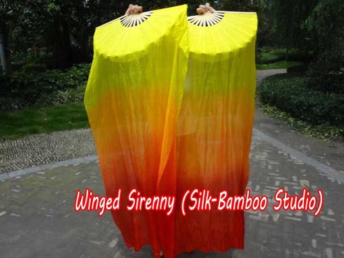 1.5m yellow-orange-red belly dance silk fan veil