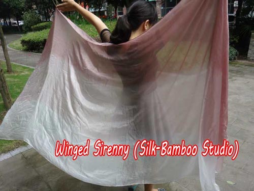 2.7m*1.1m Carneous fading 5mm belly dance silk veil - Click Image to Close