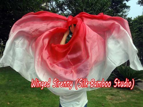 2.7m*1.1m red fading 5mm belly dance silk veil - Click Image to Close