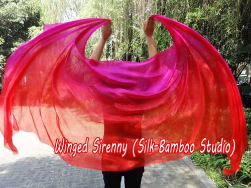 2.7m*1.1m red-pink 5mm light silk belly dance silk veil - Click Image to Close