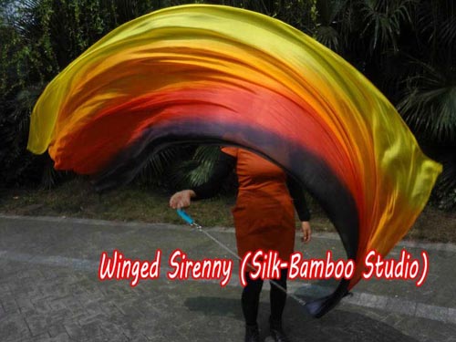 1 pair sturdy red~various colors 1.5m*0.9m belly dance silk fan veils+carry bag. 