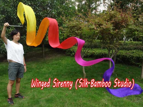 1pc 4m*30cm yellow-orange-red-pink-purple silk dance streamer