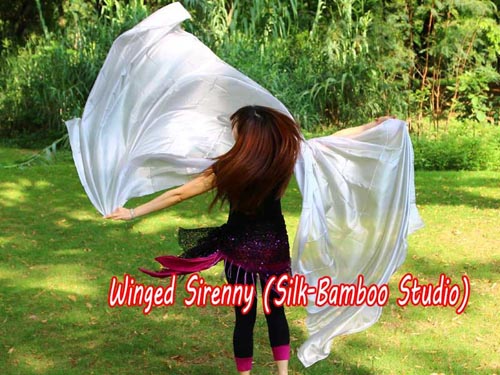 2.7m*1.1m silver 5mm light silk belly dance silk veil - Click Image to Close