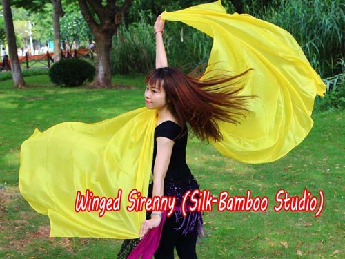 2.7m*1.1m yellow 5mm light silk belly dance silk veil - Click Image to Close