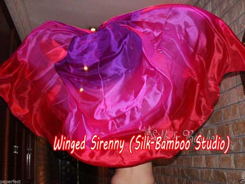 2.7m*1.1m purple-pink-red 5mm silk belly dance silk veil - Click Image to Close
