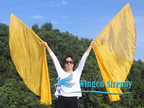 1 pair 180 cm (70") angel wing silk worship flex flag, gold
