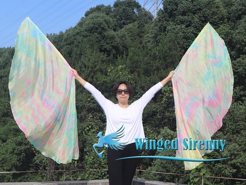 1 pair 180 cm (70") angel wing silk worship flex flag, Moonstone