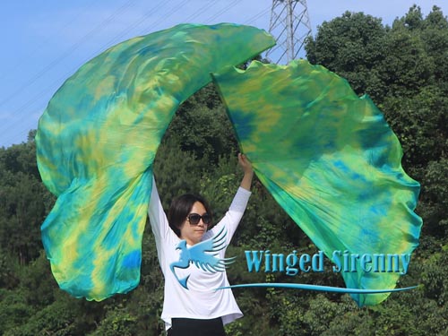 1 pair 180 cm (70") angel wing silk worship flex flag, Breeze